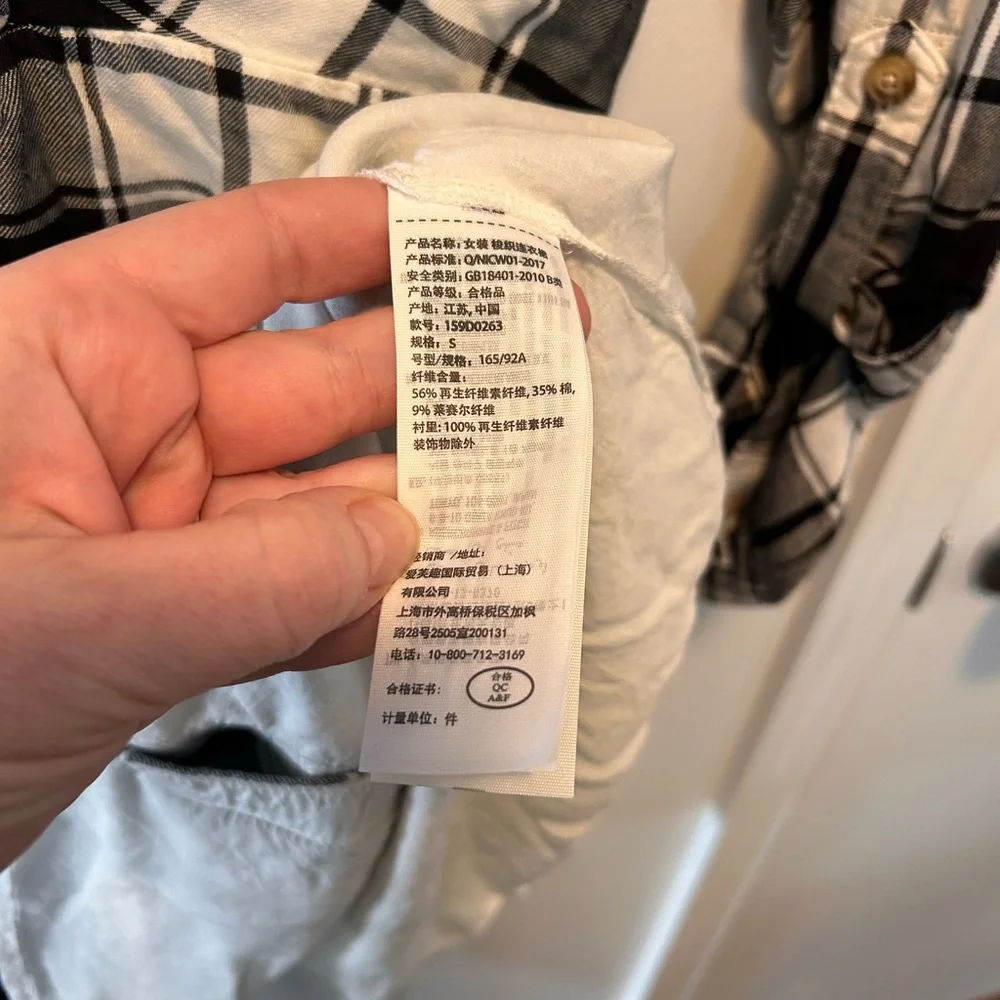 abercrombie‎ & fitch dress small Black And White Plaid Buttons in Front Babydoll